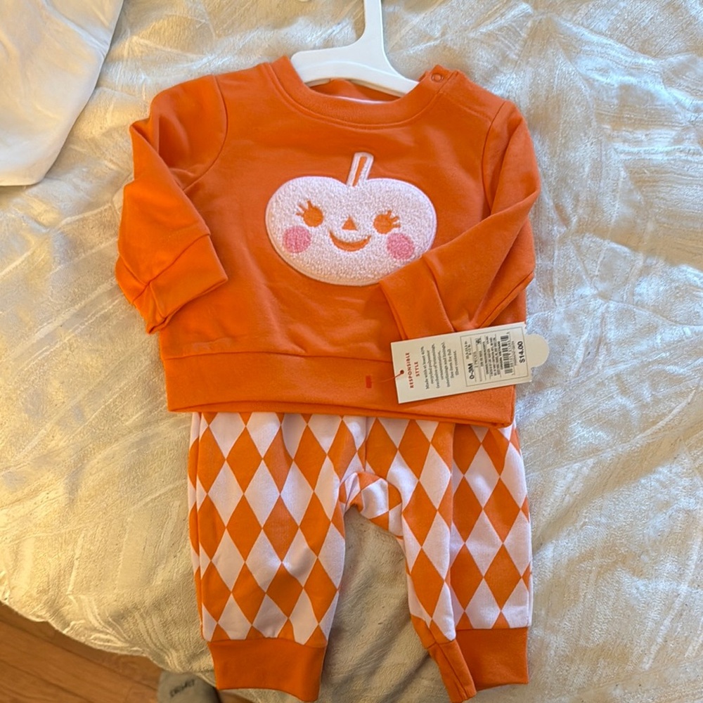 Carter's Orange Pumpkin Sweatshirt and Pants Set